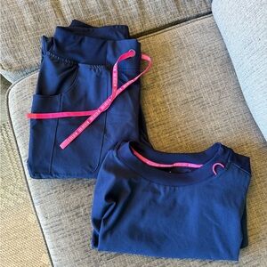Med Couture Navy and Pink Scrub Set